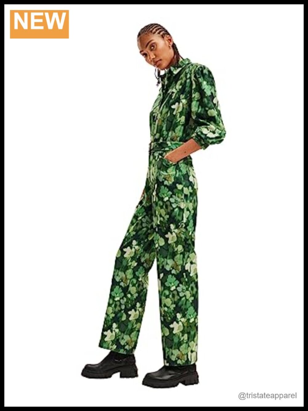 Women's Long Sleeve Collared Button Front Jumpsuit Regular Fit